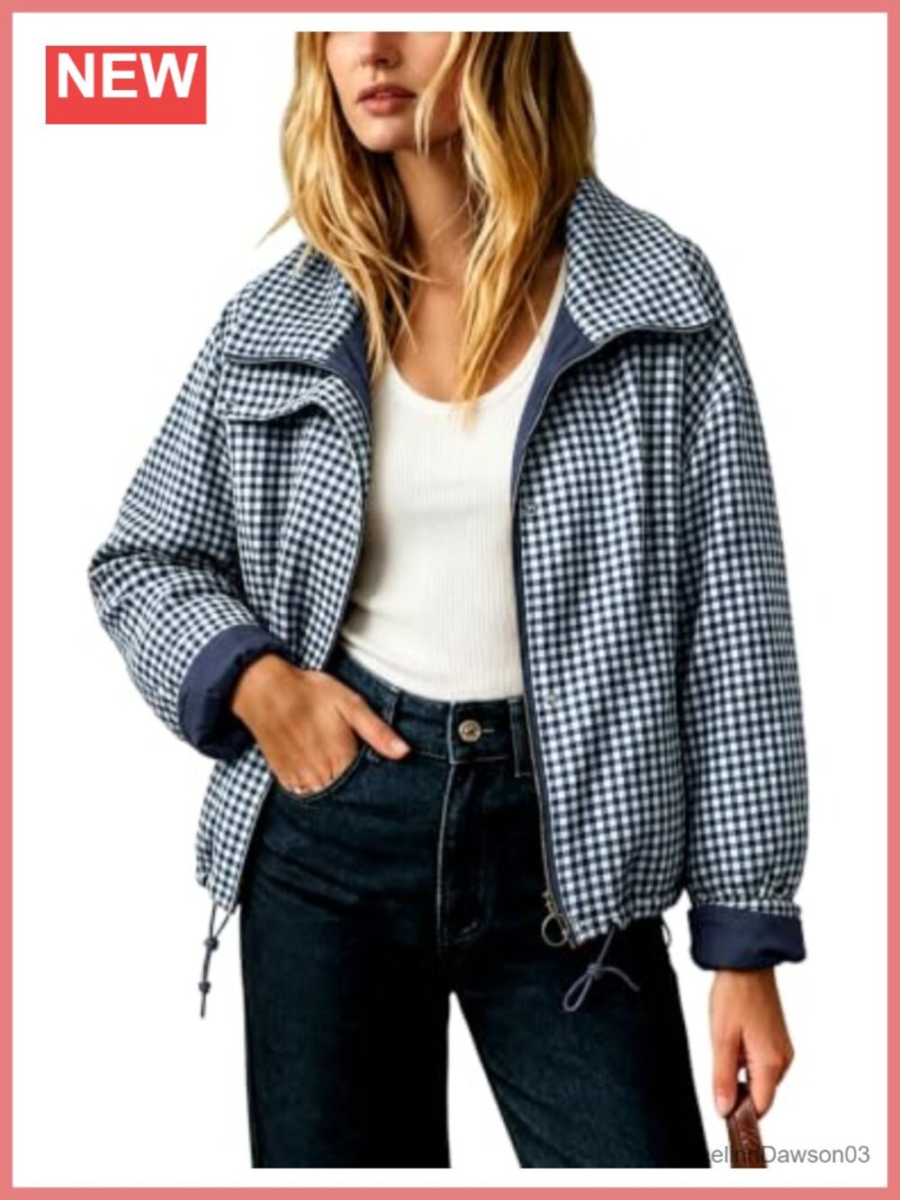 Women's Plaid Trench Coat Lightweight Casual Jacket